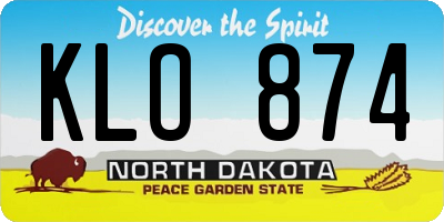 ND license plate KLO874
