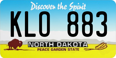 ND license plate KLO883