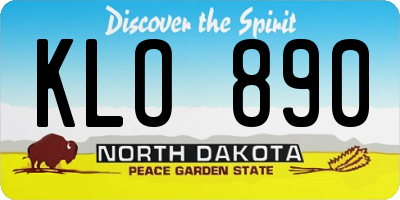 ND license plate KLO890