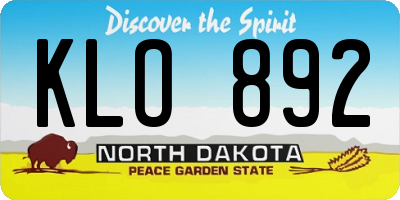 ND license plate KLO892