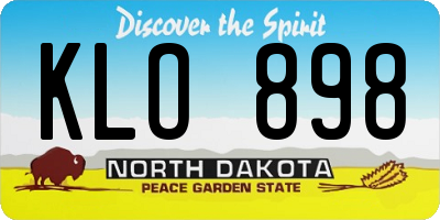 ND license plate KLO898