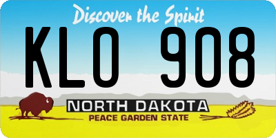 ND license plate KLO908