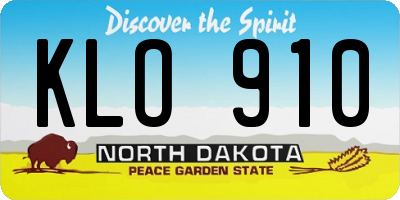 ND license plate KLO910