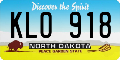 ND license plate KLO918