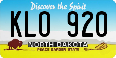 ND license plate KLO920