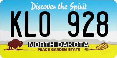 ND license plate KLO928