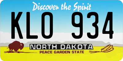 ND license plate KLO934