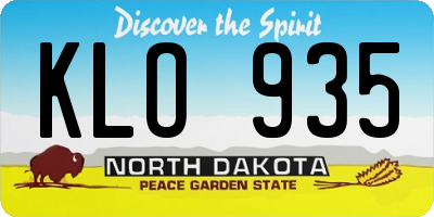 ND license plate KLO935