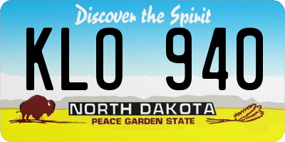 ND license plate KLO940