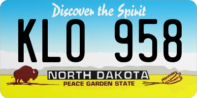ND license plate KLO958