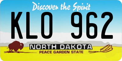 ND license plate KLO962
