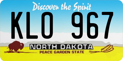 ND license plate KLO967