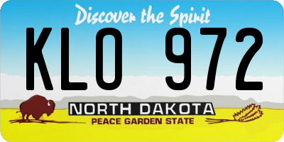 ND license plate KLO972