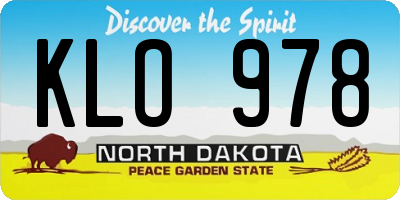 ND license plate KLO978