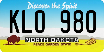 ND license plate KLO980