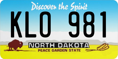 ND license plate KLO981