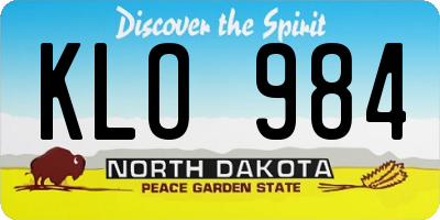 ND license plate KLO984