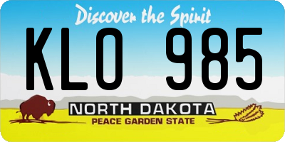 ND license plate KLO985