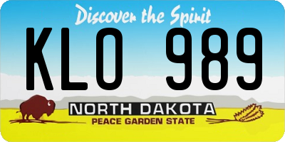 ND license plate KLO989