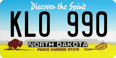 ND license plate KLO990