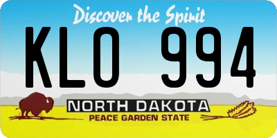 ND license plate KLO994