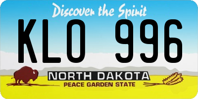 ND license plate KLO996