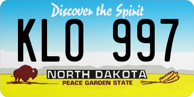 ND license plate KLO997