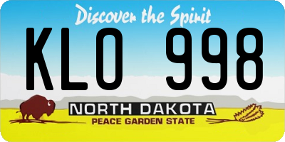 ND license plate KLO998