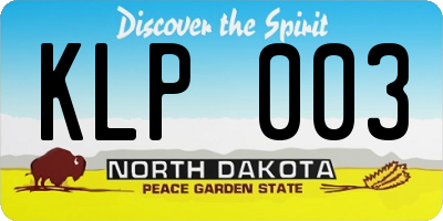 ND license plate KLP003