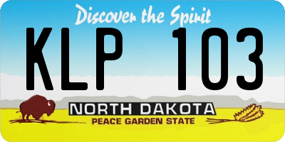 ND license plate KLP103