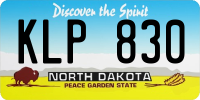 ND license plate KLP830
