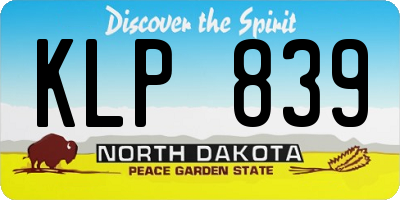 ND license plate KLP839