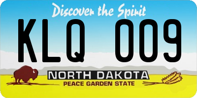 ND license plate KLQ009