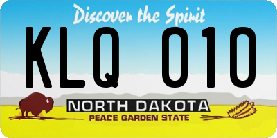 ND license plate KLQ010