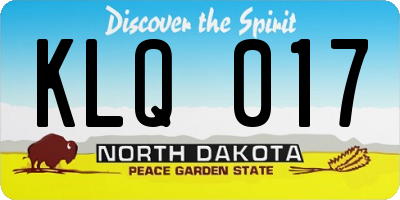 ND license plate KLQ017