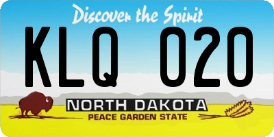 ND license plate KLQ020