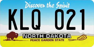 ND license plate KLQ021