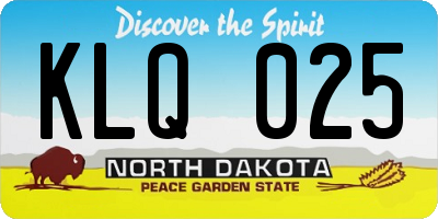 ND license plate KLQ025