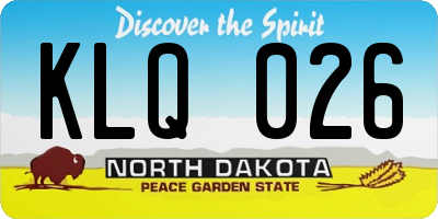 ND license plate KLQ026