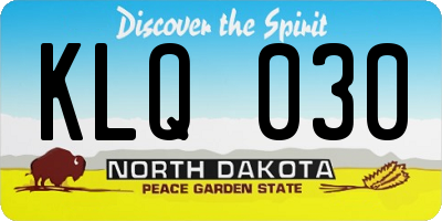 ND license plate KLQ030