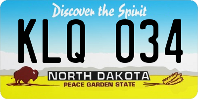 ND license plate KLQ034