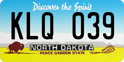 ND license plate KLQ039
