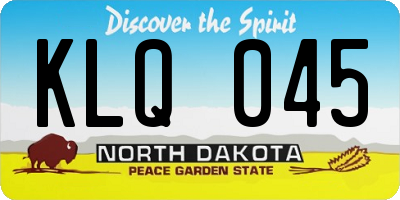 ND license plate KLQ045