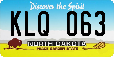 ND license plate KLQ063