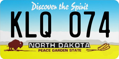ND license plate KLQ074