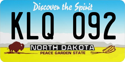 ND license plate KLQ092