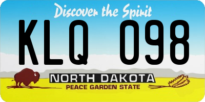 ND license plate KLQ098