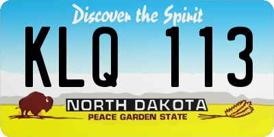 ND license plate KLQ113