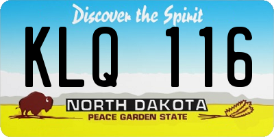 ND license plate KLQ116