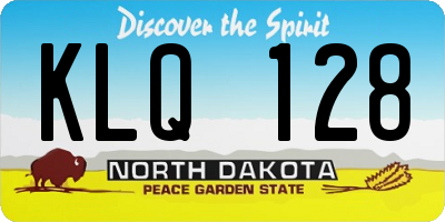 ND license plate KLQ128